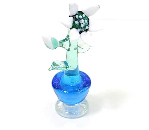 HXSCOO Bunte Glasblumen-Minifiguren basteln Ornament Schöne kreative Briefbeschwerer Home Hochzeitsdeko Weihnachten Muttertagsgeschenk (Color : Weiß, Size : About 7-8cm)