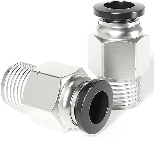 TAILONZ PNEUMATIC Copper Male Straight 4mm Tube OD x 1/8 BSP Push to Connect Fittings PC4-01 (Pack of 2)