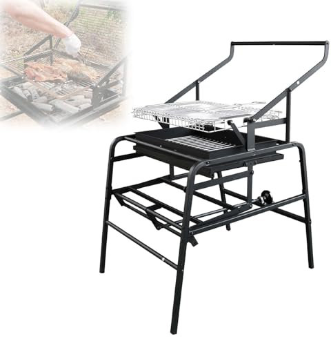 BDJSN Barbecue Pliable d'extérieur, grilles à Charbon rotatives à 360 °, Barbecue Rabattable en Acier Inoxydable pour Voyage, Camping, fête, Bar, Divertissement