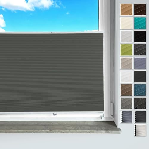 Rollmayer Plissee ohne Bohren, Klemmträger Plisseerollo Faltrollo Sichtschutz und Sonnenschutz für Fenster und Tür (Waben Dunkelgrün,B140cm x H200cm)