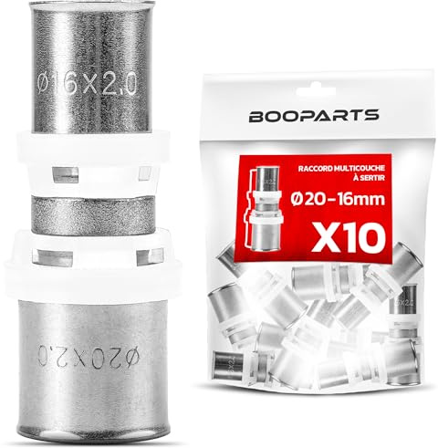 BOOPARTS - 10 Stück Pressfitting Reduzierkupplung 20-16 mm Messing - TH-Kontur für Mehrschichtverbundrohr - Fitting für Sanitär-, Heizungs-, Trinkwasserinstallation & Renovierung