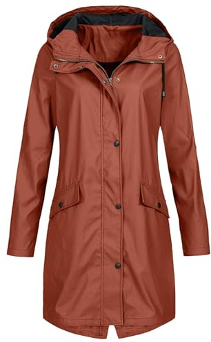 Womens Lightweight Waterproof Jacket Womens Raincoats Waterproof with Hood Plus Size Solid Long Coat Loose Drawstring Full-Zip Hooded Raincoat with Pockets Windproof Cycling Jacket