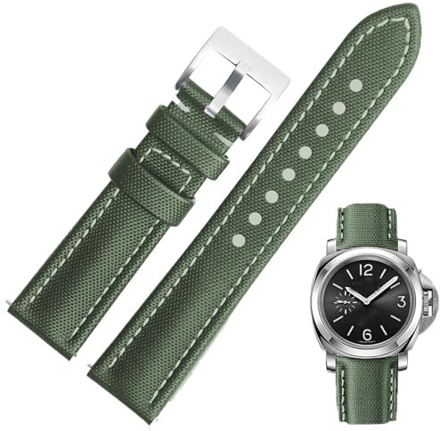 Aoeiwv Nylon Leder Uhrenarmbänder mit Schnellverschluss Wasserdicht Widerstandsfähig Oxford Stoff Haltbare Nylon Lederarmband Echtleder Armband 18mm 19mm 20mm 21mm 22mm 23mm 24mm für Herren Damen