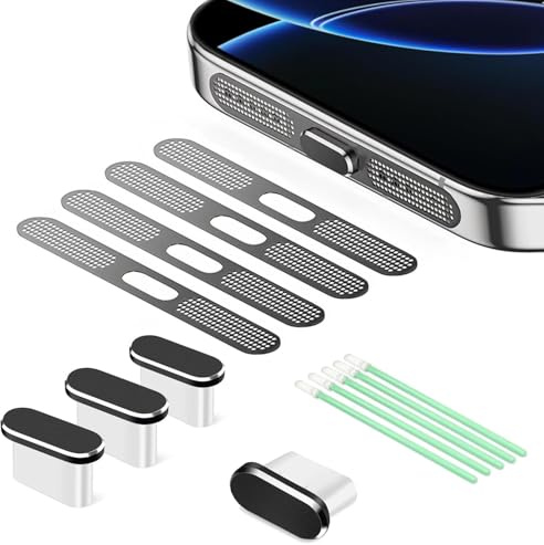 Gcidto Tapones antipolvo para puerto de carga para iPhone y kit de limpieza de altavoces, compatible con iPhone 14/15/16 Series para una protección completa.