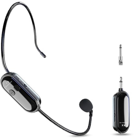 Tuidzljd Microfono Wireless A 2.4G A Lungo Raggio con Auricolare, Microfono A Mano e da Testa, Doppia modalità per Insegnanti e Istruttori di Fitness.