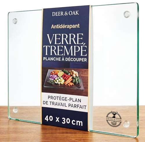 Deer & Oak Tabla de Cortar Cristal Templado XL 40x30 cm