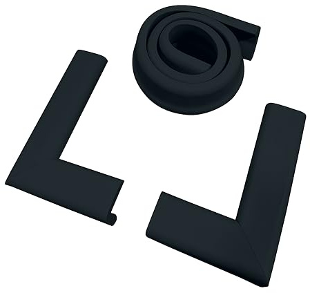 Cardinal Gates SPK Small Hearth Pad Kit - Fireplace Baby Proofing - Adhesive Backed Fireplace Bumpers for Babies - 4 Foot Roll of Padding & Two 6 x 9 Corners - Made in The USA - Black