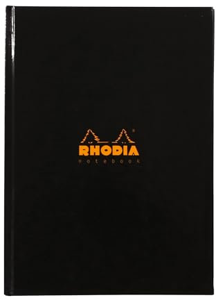 Rhodia 119231C - Notizheft Business Book mit Hardcover DIN A5 14,8x21 cm, (nur in Englisch) 96 Blatt, 90g, liniert, mit schwarzem Lesezeichenband und immerwährenden Kalender, Schwarz, 1 Stück