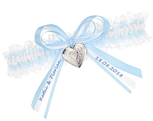 hochzeitsstrumpfband.de Individuelles Strumpfband mit Medallion - PERSONALISIERT