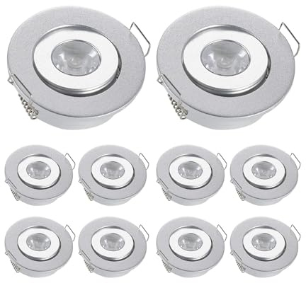 JOYINLED 10er-Pack 3 W Mini-Einbaustrahler Kaltweiß Kleiner Ausschnitt Lochgröße 4-4,5 cm mit LED-Treiber, Mini-Schwenkstrahler für DIY Vitrinenbeleuchtung Zuhause, 6000K