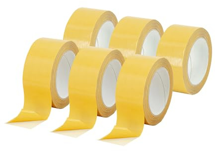 IMBALLAGGI 2000 - Nastro Biadesivo Extra Forte 50x25, Ideale per Uso Industriale o Artigianato - 6 Pezzi