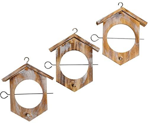 GARDIGO Meisenknödelhalter aus Holz - 3er Set mit Dach | Vogelfutterspender zum Aufhängen für Apfel und Meisenfutter Knödel, ideal für Balkon und Garten.