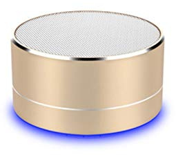 Enceinte Metal Bluetooth pour Samsung Galaxy A50 Smartphone Port USB Carte TF Auxiliaire Haut-Parleur Micro Mini (Or)