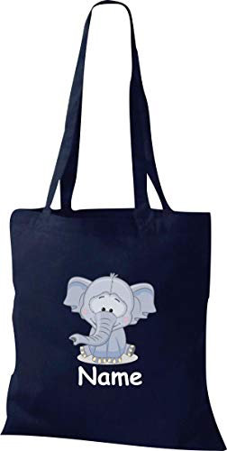 Shirtinstyle Stoffbeutel Tasche, Tiermotiv Elefant mit Wunschnamen, Natur Zoo Tiere Animal, Geschenk, Baumwolltasche, Logo, Spruch, Verwandschaft, Motiv, Farbe Rosa
