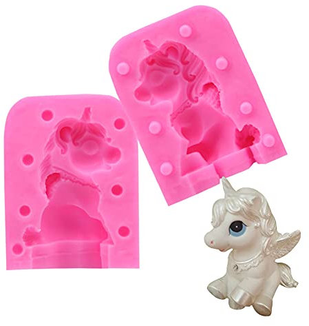 WonDerfulC 1897 Moule en silicone en forme de licorne 3D pour fondant, savon, glaçons, décoration de gâteaux