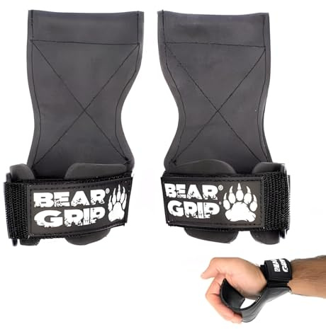 Bear Grip Flera greppremmar/krokar, kraftiga premiumremmar/handskar för tyngdlyftning (Gummi Liten)