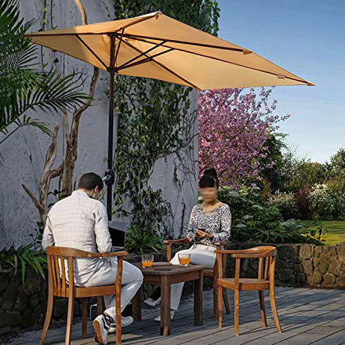 LYAH Sonnenschirm Mit Kurbel, 250 × 120cm Rechteckig Halb Schirm, Außen Gartenschirm Balkonschirm Terrassenschirm Wandschirm, Sonnenschutz/Wasserdichtes Polyester (Farbe : Tawny)