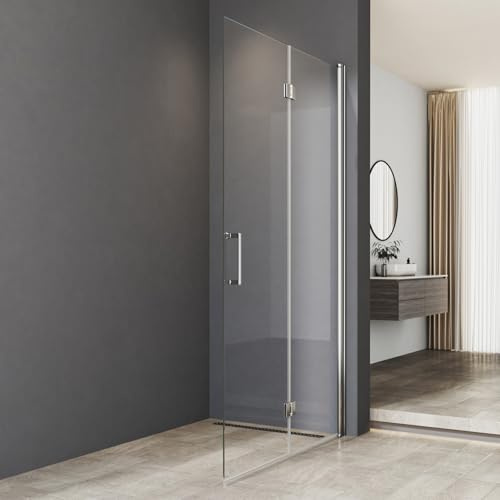 Walk in Duschwand 2-teilig faltbar Walkin Dusche 96x195cm Walk in Dusche Walk-in Faltwand Duschabtrennung 6mm NANO Sicherheitsglas (ESG), Montage auf Duschewanne oder Fliese