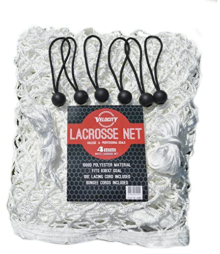 Velocity Lacrosse Net – 4mm Lightweight Backyard Replacement Lacrosse Goal Net, Fits All 6′×6′ Goals, 1000D High-Strength Polyester, Weatherproof & UV-Resistant – White