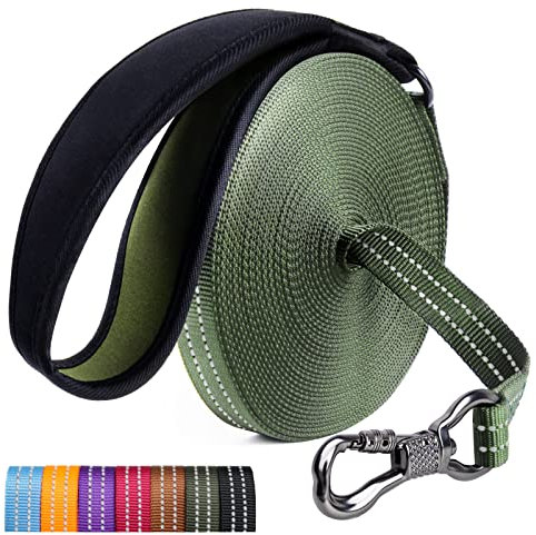 X XBEN Schleppleine für Hunde, 20M Lang Robuste Hundeleine mit Abschließbarer Karabiner, Reflektierend Laufleine Trainingsleine für Mittlere Große Hunde, Bequem Handschlaufe