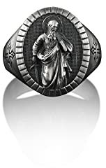 BySilverStone Jewelry – Handgefertigte Saint Paul Silber Siegelringe Für Männer, Christliche Ringe Aus Sterlingsilber, Familienring, Christliches Männergeschenk, Geschenk Für Männer, Männerring