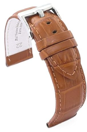 diloy Sportliches gepolstertes Uhrenarmband Rindsleder Krokoprägung quadratisch – Größen 14mm 16mm 18mm 20mm 22mm 24mm 26mm 28mm 30mm – Elegant und widerstandsfähig 368