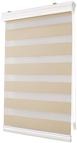 Deco4Me Premium Klemmfix Doppelrollo mit Kassette (Creme, 120 x 150 cm) - lichtdurchlässig & Blickdicht - Duo Vario Rollo für Fenster ohne Bohren (Stoffbreite 116 cm)