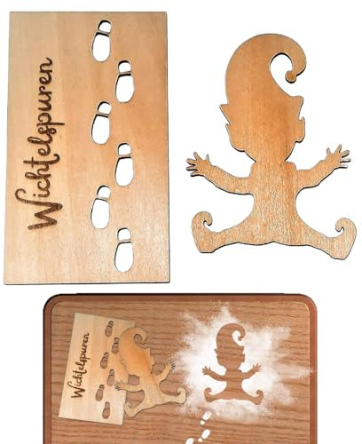 Angaekkot Weihnachten Wichtel Fußabdruck Wichtel Zubehör - Weihnachtszwerg Fußabdruck Vorlage Schneespray Fenster Schablone Aus Holz- DIY Weihnachtswichtel Fußabdruck Schablonen Für Böden, Fenster