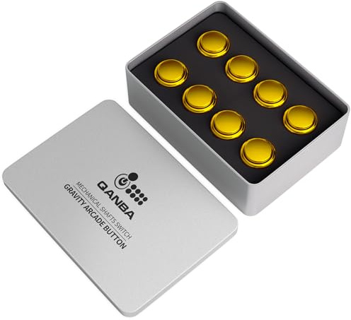 QANBA Gravity KS Metallic Color Mechanical Arcade Buttons 30mm Snap-in Mechanical Pushbutton (Boxed (Gold G08(8 pcs))