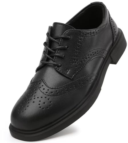 Women's Classic Oxfords - Elegant Lace Up Business Formal Wingtip Brogue Dress ShoesBlack US 6