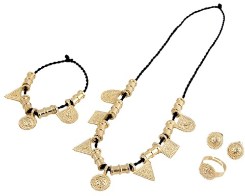 VALKEM Äthiopischer Anhänger Schmuck Set 24 Karat Gold Farbe afrikanische Brauthochzeit Habesha Schmuck Sets Hochzeit Jubiläum, Valentinstag, Weihnachten, Geburtstagsgeschenke