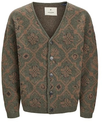 Jack & Jones Male Cardigan all Over Print Cardigan, Olive Night, M