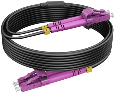 RamboCables 10m Gepanzerte Glasfaser-Kabel OM4 LC auf LC Duplex Multimode | RamboCables, OD 3,0mm, LWL-Kabel für den Innen- und Außenbereich, 10Gb/40Gb/100Gb, 9/125um, LSZH, Schwarz