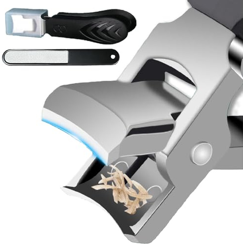 YUDANSI Schwarzer Großöffnung-Nagelknipser mit Nagelfeile – Edelstahl, langlebig, ergonomisch, hochwertig, Metallkonstruktion, inkl. Feile und Rutschfester Griff