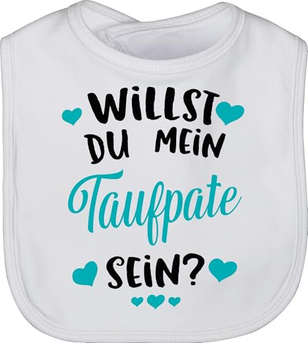 Shirtracer Baby Lätzchen - Patenonkel - Willst du mein Taufpate sein? - türkis - Unisize - Weiß - paten onkel pate taufpaten patenschaft taufonkel fragen sein für werden wollt ihr meine