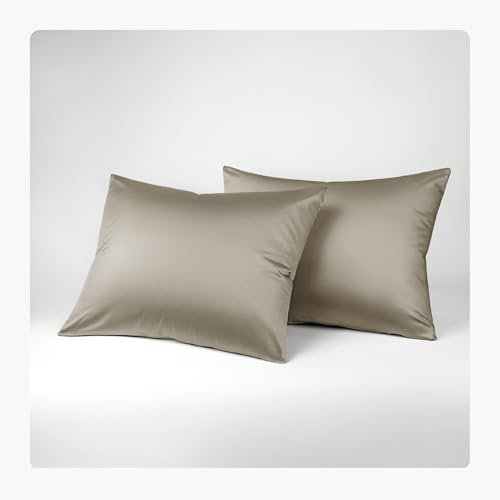 Seralino Lyocell Kissenbezug 40x80 Beige Taupe (2er Set) | 100% Tencel Kopfkissenbezug 40x80 | hochwertige Kissenhülle| Reißverschluss | Oeko-Tex | Atmungsaktiv | Allergiker Kissenbezüge