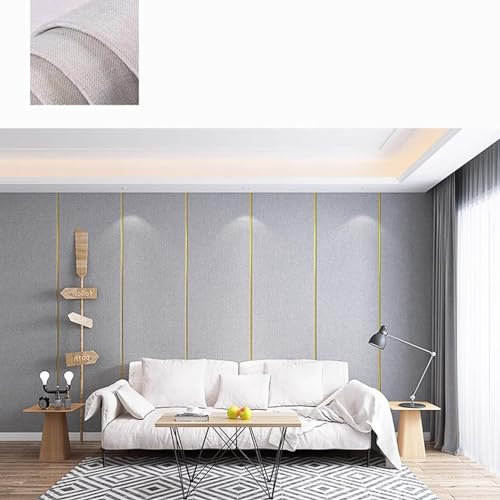 DAZULI Lot de 2 rouleaux de papier peint en tissu de lin à décoller et à coller - Isolation thermique - Isolation phonique - Décoration d'intérieur pour chambre à coucher, salon, cuisine, mur TV -