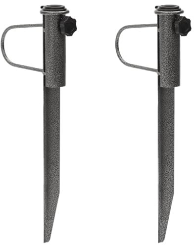 Sufrk Parasollhållare med markpinnar 2 st 19 x 42 cm galvaniserat stål paraplyhållare - markuttag för trädgården - gräsmatta spik för parasoll - parasollstativ