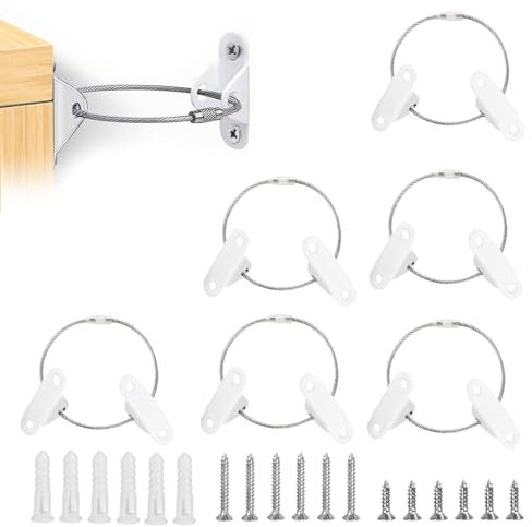Anti-Kipp-Möbelanker Kit, 6pcs Hochwertige Kippsicherung Möbel für Kindersicherheit, Metall Möbelgurte Ankergurte Kippschutz Babysicherung Kippschutz Möbel Wandanker für Schrank, Regal, Kommode
