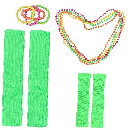 SHERCHPRY Stulpen im Neon-look Armbänder und Halsketten Jahre-stil für Party Fingerlose Netzstulpen Beinstulpen mit Accessoires für Kostümfeiern