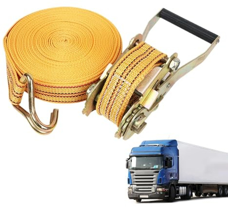 Correas de amarre para camión - Correas de seguridad de carga, correas de trinquete, resistentes al desgaste, gruesas correas para camiones de 15 m | Tensor de cuerda autoblocante, correas de carga