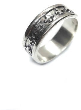 Bague en argent sterling véritable anneau fleur de lys 8mm solide poinçonnée 925