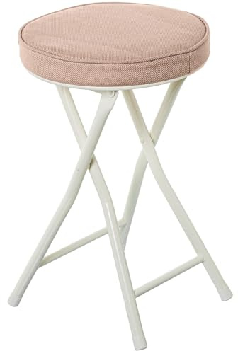 Sgabello pieghevole in metallo e tessuto bianco e beige 30x30x49 cm