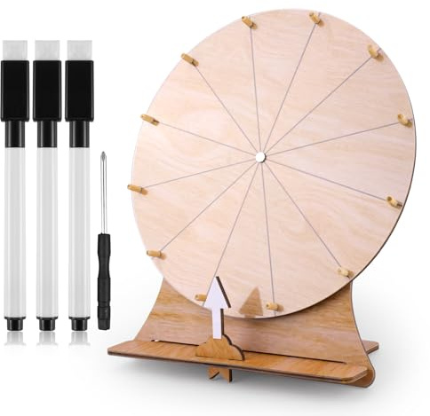 NQEUEPN Ruota della Fortuna da 30cm, in Legno Gioco Della Ruota Girevole della Lotteria con Supporto Ruota della Roulette Premio da Tavolo Girevole per Matrimonio Giochi di Famiglia(Stile 1)
