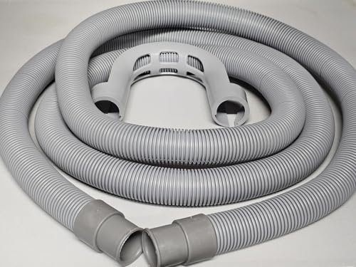 Mr.Gadget's Solutions Tuyau de vidange universel de 2 m avec crochet en U et kit de raccordement, robuste, extensible, tuyau de vidange de rechange pour machines à laver et lave-vaisselle, durable et