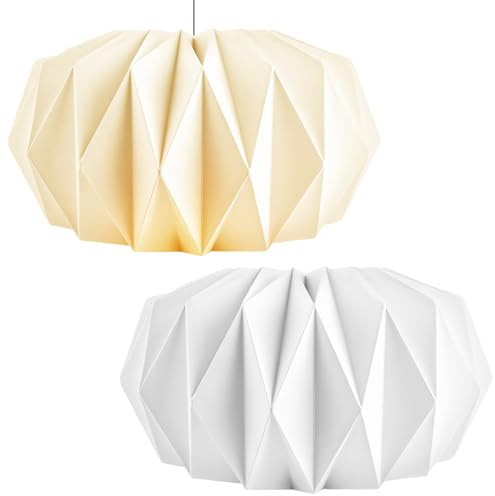 MUXHEL 2er-Set Origami Design Papier Lampenschirm, Nordische Kreativpapier Lampenschirm, Folding Pendelleuchte Kunst Dekor, Deko Papier Laterne Deckenlampen Shade, für Hängelampe