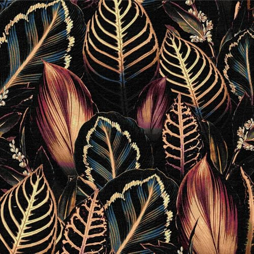 ANLIKY-Pro Papel pintado autoadhesivo, despegable y pegable de palmera tropical, 44X300CM hojas oscuras exóticas bohemias, papel pintado removible, película decorativa para calcomanías de pared.