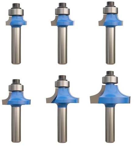 CATITO 6PCS Abrundfräser, 8mm - Schaft Abrundfräser Standard Rundfräser Set, Hartmetall Runde Über Fräser Bits Oberfräsen-Bits Kantenfräser Radiusfräser für die Holzbearbeitung