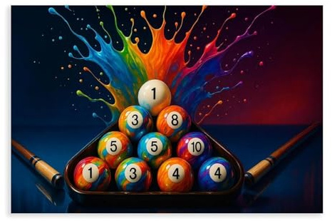 XFATGIA Billard-Poster mit Farbmuster, Leinwandposter, Wandkunst, Dekordruck, Bild Gemälde für Wohnzimmer, Schlafzimmer, Dekoration, 30 x 45 cm
