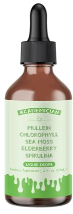 ACADEMICIAN Chlorophyll Liquid Drops with Mullein Drops Spirulina Sea Moss Drops Elderberry Tincture - 60ML